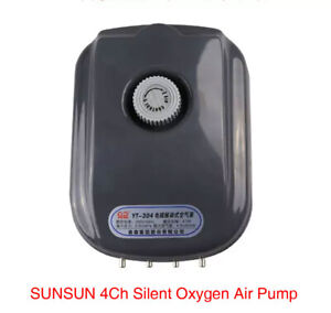 SUN YT-304 18 LPM Aquarium Air Pump with 4 Outlets, 8.5W, 120 Gallon New