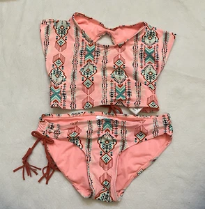 Gossip Girl 2 piece Bikini Set Swimwear Peach Size 10 Desert Moon Tie string - Picture 1 of 3