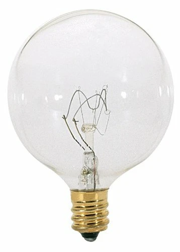 Satco A3921 130V Candelabra Base 15-Watt G16.5 Light Bulb, Clear - Image 1 of 1