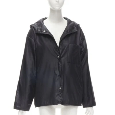 HELMUT LANG Chaqueta sisa recortada con capucha negra IT40 S Foto 1 de 4