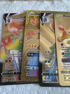 Pokémon Cards Gold Rainbow Foil Fan Art GX Vmax Lot Of 10 NM