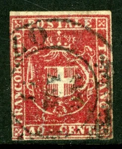Italy 1860 Tuscany 40¢ Carmine Scott #21a VFU T741 ⭐⭐⭐⭐ - Picture 1 of 6