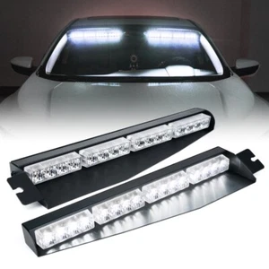 Xprite 20" inch 32 LED White Dual LED Visor Interior Windshield Strobe Lightbar - Foto 1 di 7