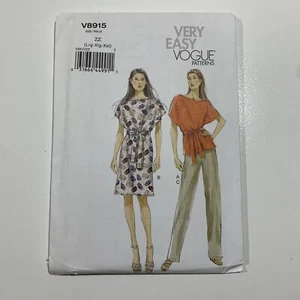 Very Easy Vogue 8915 Sewing Pattern Top Dress Belt & Pants Sizes L - 2XL Uncut - Picture 1 of 12