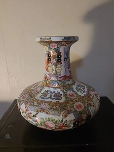Emaillefarbe Porzellan Xuanwen vergoldete Blumenflasche Vase Beschreibung lesen bitte - Bild 1 von 5