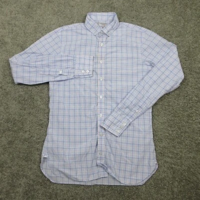 Camisa Turnbull & Asser Para Hombre Pequeña Azul Rosa A Cuadros Infromalista Cuello Abotonado Foto 1 de 4