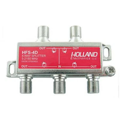 HOLLAND HFS-4D 4-WAY COAX SPLITTER  5-2150Mhz DISH NETWORK APPROVED - Image 1 of 2