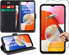 For Samsung Galaxy A14 4G/5G Case Leather Wallet Phone Cover + Screen Glass
