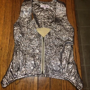 LaRok Metallic Silver/Gold Metallic Vest 7/8 - Picture 1 of 9