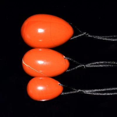 Juego de 3 esferas de ejercicio Kegel huevos de jaspe rojo natural, suaves y sin grietas Foto 1 de 4