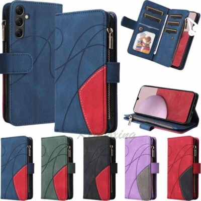For Samsung A23 A13 A33 A53 A14 A34 A54 Zipper Wallet Leather Phone Case Cover - Image 1 of 4