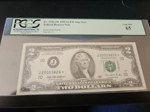 1995 Star FRN $2 Dollars Millennium. 1936-J* PCGS 65 Gem NEW - Picture 1 of 2