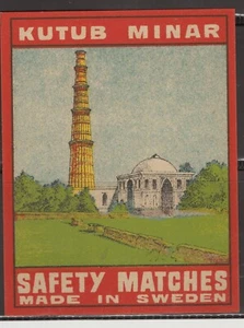 MATCHBOX LABELS SWEDEN- Kutub Minar, packet size- ** - Picture 1 of 1
