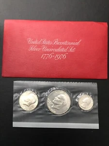 1776-1976 S US Bicentennial SILVER Uncirculated Mint Set (3) Coins - 40% Silver - Picture 1 of 4