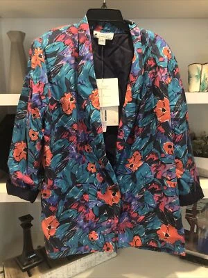 复古 Sophisticates Jonathan Martin 真丝花卉西装外套 M Ev — 第 1/4 张图片