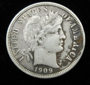 1909-P BARBER SILVER DIME ~ VF ~ Lot#979 - Picture 1 of 3