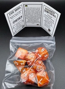 Chessex 38004 Hidden Wonders Vortex Ambrosia / white Polyhedral 7 Dice Set - Picture 1 of 2