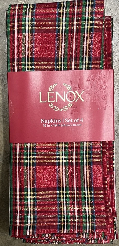 Juego de 4 servilletas de tela a cuadros de Navidad Lenox Holiday Nouveau Dazzle Foto 1 de 1