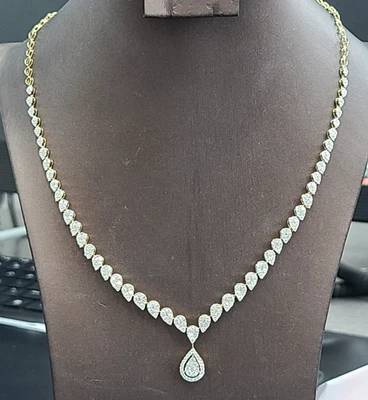 DEAL! 4.05CTW GENUINE CLUSTER DIAMOND LADIES DROP NECKLACE 14K  GOLD 18" - Image 1 of 4