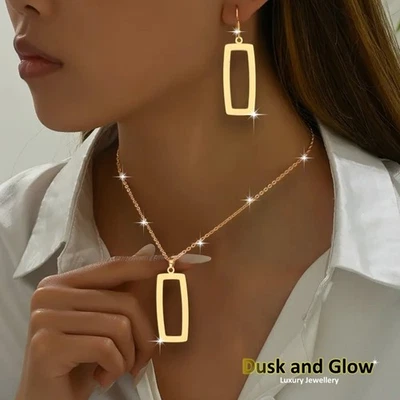 Reino Unido Mujeres Damas Moda Joyería Collar Pendientes Colgantes Par Conjunto Boda Regalo NUEVO Foto 1 de 4