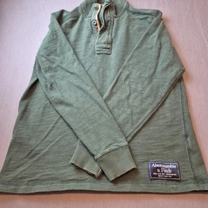 Abercrombie & Fitch Mens Small Green Quarter Zip Quarter Button Longsleeves - Picture 1 of 20
