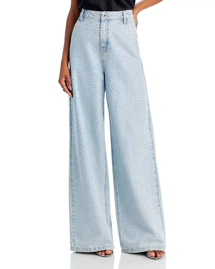 Self-Portrait BLUE Women's Rhinestone Jeans, US 32 - Изображение 1 из 4