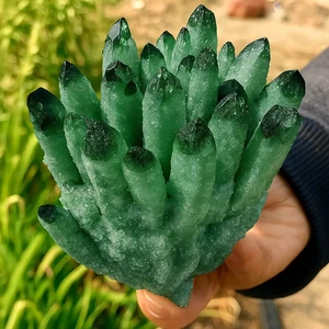 Grappolo cristallo fantasma verde grezzo quarzo naturale Geode AAA+ grappolo minerale roccia - Foto 1 di 4