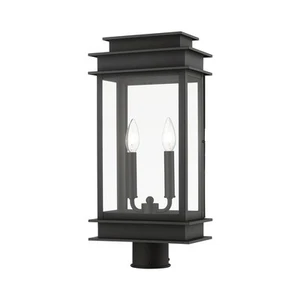Livex Lighting 2017 Princeton 2 Light 21" Tall Post Light - Black / Polished - Picture 1 of 12