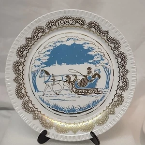1982 Christmas Past Times Teller Spode "Sleigh Ride" England Neu in OVP, 1. - Bild 1 von 13