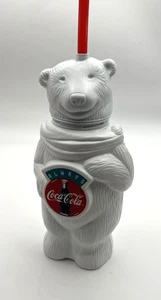 Vintage Always Coca Cola Polar Bear 10-inch-tall white Plastic Water Bottle - Picture 1 of 10