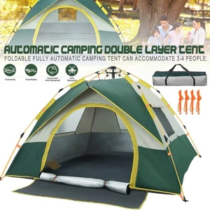 Instant Camping Tent 3-4 Person Pop up Family Hiking Dome Waterproof Shelter AU - Picture 1 of 24