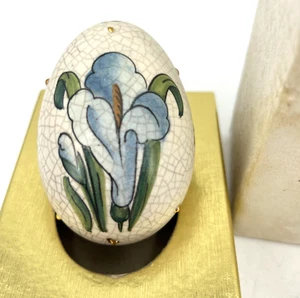 Huevo estilo veneto pintado a mano lirio de cala de Pascua 1975 Italia 1254/7500 3" de alto - Imagen 1 de 8