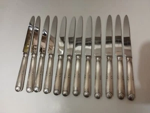 🟢Bruno WISKEMANN 12 Table Knives Shell Art Deco Style, Silver Plate 🟢 - Picture 1 of 3
