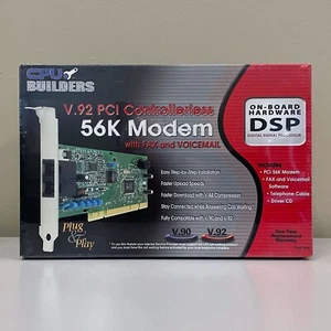 NEW! CPU Builders 56K Modem V.92 PCI Controllerless Fax & Voicemail Sealed - Picture 1 of 9