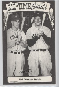 1973-79 TCMA All-Time Greats Postcard Back Mel Ott Lou Gehrig #MOLG HOF