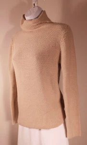 BANANA REPUBLIC Women's Tan Long Sleeve High Neck Cotton Blend Sweater Sz S - Picture 1 of 5