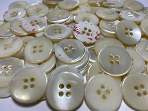 Beautiful "Real" Japanese Trocas Oyster Shell Ivory White 20mm 25mm 4 hole - Picture 1 of 8