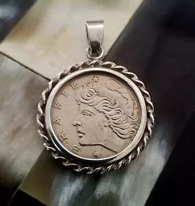 BRAZIL 1970 50 CENTAVOS COIN PENDANT WITH STERLING SILVER BEZEL - Picture 1 of 2