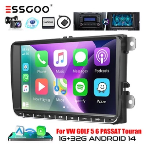 Android 14 32G Carplay Stereo Radio GPS NAV Camera for VW GOLF 5 6 PASSAT TOURAN - Picture 1 of 14