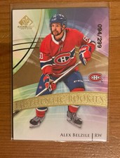 2020-21 SP Game Used Authentic Rookies Golden Burst /299 Alex Belzile Rookie RC
