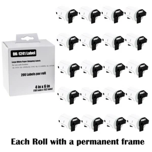 Etiquetas de envío de papel blanco grandes de 20 rollos de 4"x6" DK-1241 para Brother QL-1110NWB - Imagen 1 de 24