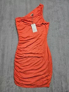 A New Day Women's Ruched Sleeveless Knit Bodycon Mini Dress Size XS Orange - Picture 1 of 10