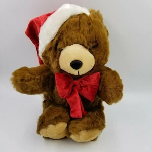 KIDS of AMERICA 1999 Holiday Christmas 14'' Plush Teddy Bear. Santa Hat & Bow. - Picture 1 of 4