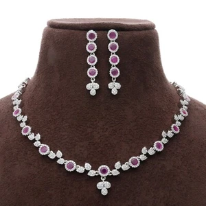 Elegant Cubic Zirconia Women Necklace and Earrings Set - Picture 1 of 70
