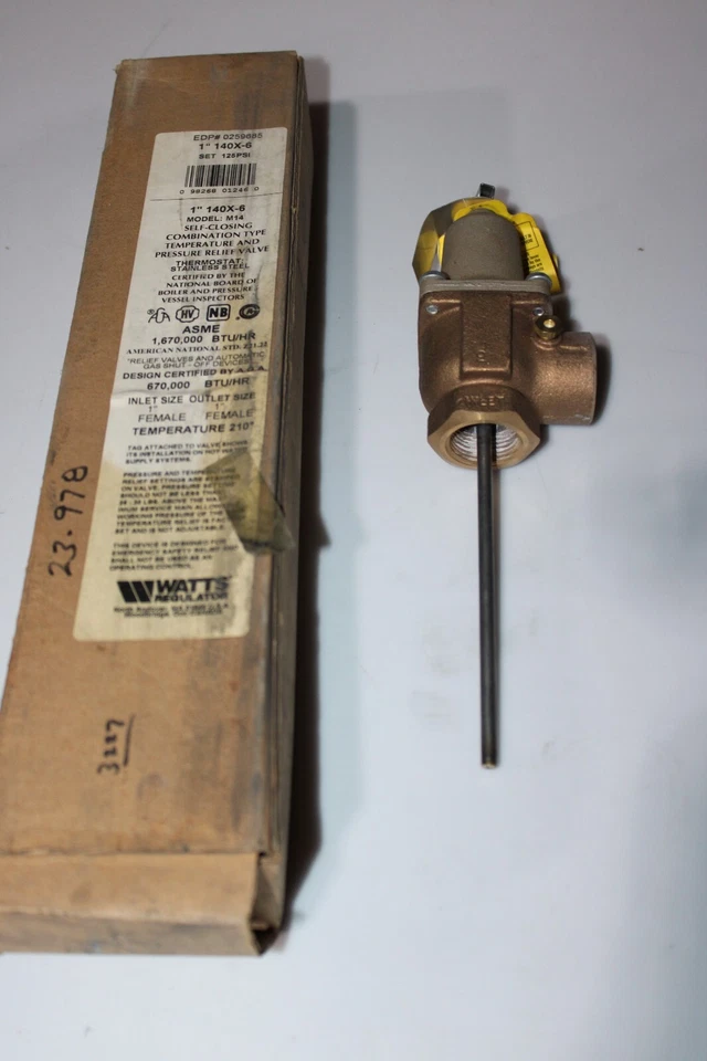 Watts 140X-6 125-210 1" M14 Auto Reseating Temp & Pressure Relief Valve