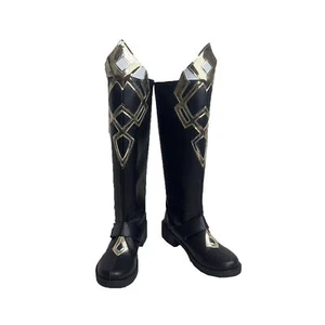 Game Genshin Impact II Capitano Cosplay Black PU Shoes Long Boots Customized - Picture 1 of 6