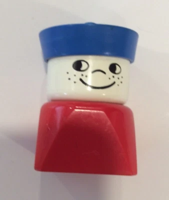 Vintage 1983 Lego Duplo Red Square Figure Sailor Hat 1 1/2” Toy Figure - Image 1 of 3