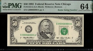 1993 $50 FRN G00066000A P.M.G #64EPQ - Picture 1 of 3