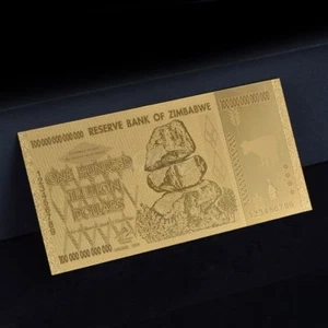 Zimbabwe 100 Trillion Gold Banknote Plated Pure 24K Pure Gold - Picture 1 of 2
