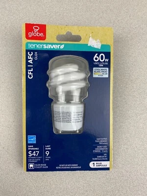 globe Ener Saver GU24 13W = 60 Watts CFL Bulb Energy Saver 10,000 hrs 13 Watt EN - Image 1 of 4